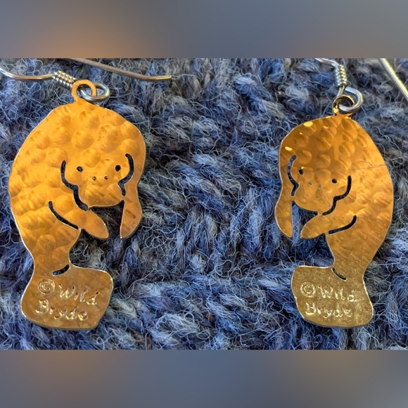 Adorable manatee earrings, real gold - Picture 3 of 4